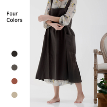 Avental de linho em estilo coreano para mulheres, vestido de algodão com botões ajustáveis, grande, cozinha, roupas para cozinhar, uso de chef, mulheres, 2020 2024 - compre barato
