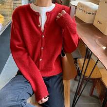 Autumn Korean Fashion Elegant  Sweaters 90s Cardigan O Neck Purple Grey y2k Loose Oversize Sweater Women Argyle Cardigans 2021 2024 - buy cheap