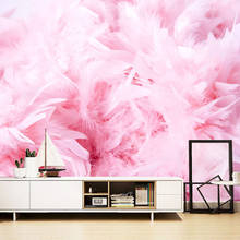 Custom Mural Wallpaper 3D Beautiful Pink Feather Art Wall Painting Modern Living Room Girls Bedroom TV Background Home Decor 2024 - buy cheap