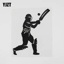 YJZT 11.2CMX14.6CM Art Decor Cricket Batsman Decal Vinyl Car Sticker Black/Silver 8A-0763 2024 - buy cheap