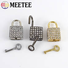 Meetee 2pcs 23*36mm Metal Rhinestone Square Lock Clasp Buckle DIY Luggage Bag Decorative Padlock Hook Hardware Craft Accessories 2024 - buy cheap