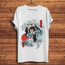 Ukiyoe estilo demônio assassino kamado tanjirou engraçado t-shirt homme manga curta branco casual homens unissex streetwear camiseta 2024 - compre barato