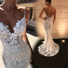 Sexy Backless Lace Mermaid Wedding Dresses Women 2020 Spaghetti Straps Beaded Bridal Gown Princess Dress Vestido De Noiva Sereia 2024 - buy cheap