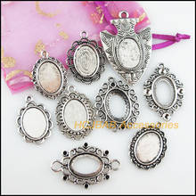 Retro Tibetan Silver Tone Flower Oval Picture Frame Size 13x18mm Charms Mixed Shapes DIY 2024 - buy cheap