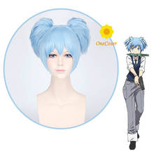 Anime Assassination Classroom Shiota Nagisa-peluca corta azul, pelo de fibra resistente al calor + gorro, accesorios para juegos de rol de fiesta 2024 - compra barato