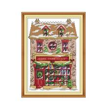 Casa de juguete de Navidad, kit de punto de cruz aida, 14ct, 11ct, cordón con puntadas, bordado, DIY, hecho a mano 2024 - compra barato