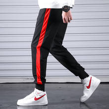 Calça de moletom fitness masculina, roupas esportivas de algodão para academia, laterais, 2020 2024 - compre barato