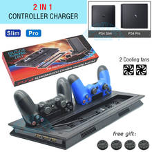 PS4 PRO SLIM Vertical Stand Dual Controller Charger LED Charging Dock Station Cooling Fan PS 4 Accessories for Sony Playstation4 2024 - buy cheap