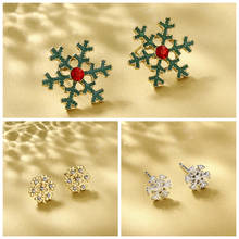 2021 New Fashion Christmas Snowflake Stud Earrings for Women Alloy Drip Oil Cute Mini Rhinestone Piercing Earrings Jewelry Gift 2024 - buy cheap