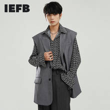 Iefb roupas masculinas 2021 outono novo terno causal colete coreano moda ins solto casual colete com bolso cinza sem mangas y5400 2024 - compre barato