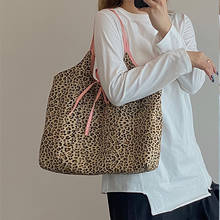 Fashion Leopard tote bag women canvas shoulder bag larger capacity Personality handbag 2021 new designer purses Shopping Bag 2024 - buy cheap