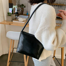 Bolsa de ombro feminina pequena de couro artificial, bolsa simples de cor sólida vintage para mulheres 2024 - compre barato