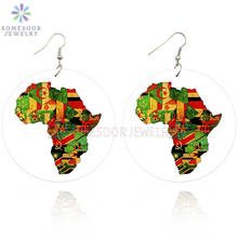 SOMESOOR Printed United Africa Countries Flags Wooden Drop Earrings Afro Black Rock Hiphop Wood Dangle For Women Christmas Gift 2024 - buy cheap