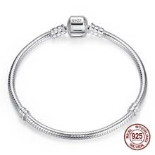 2020 Original 925 Sterling Silver Charm Chain Bracelet Party Wedding Jewelry Long Snake Bone Bracelets for Women men DIY Jewelry 2024 - buy cheap