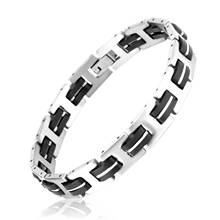 Luxukisskids-pulseira de aço inoxidável, bracelete energético preto para homens, joias de aço inoxidável 2024 - compre barato