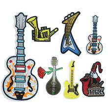 New Rock Music Guitar Embroidered Headphones Patches Iron on Sewing Applique Patch Bags Decoration DIY Clothes Accessory 2024 - buy cheap