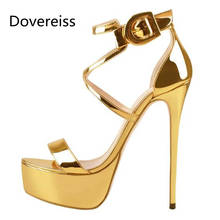 Dovereiss Fashion Spring  Women's Shoes  Pure color Gold Elegant  Buckle Waterproof 16cm Femmes Sandales  consice 35-45 2024 - buy cheap