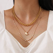 3 Pcs/Set Women Necklaces Set Gold Color Chain Moon Pendant Multilayer Clavicle Chain Summer Beach Classic Ladies Jewelry 2024 - buy cheap