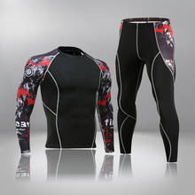 Conjunto esportivo masculino de manga longa, camiseta e calça esportiva com compressão, masculina para corrida, musculação e fitness 2024 - compre barato