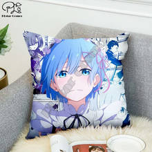 Fronhas decorativas de poliéster re zero rem, capa de almofadas sexy para anime girl, estilo quadrado 2024 - compre barato