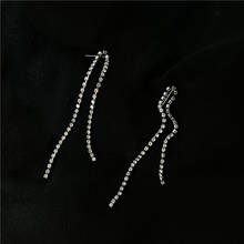 Shiny Long Tassel Earrings for women Geometric Rhinestone Stud Earrings Wedding Party Korean Fashion Jewelry Wholesale Gift 2024 - buy cheap