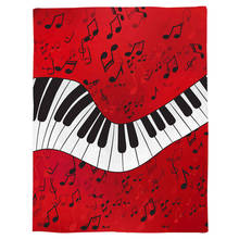 Пианино, музыка, нота красное одеяло, портативное мягкое покрывало из микрофибры, фланелевое одеяло для кровати 2024 - купить недорого