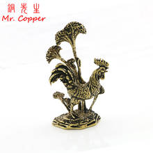 Vintage Copper Big Cock Flowers Bronze Ornaments Solid Pure Brass Animal Chicken Figurines Study Desktop Decorations Home Decor 2024 - buy cheap