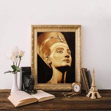 Decoração da parede poster quadros da arte da lona egito rainha nefertiti retrato do vintage sépia pintura da arte da parede para sala de estar em casa 2024 - compre barato