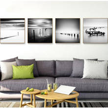 Lake and Wooden Bridge Landscape Wall Art Canvas Art Painting Nordic Posters And Prints Black White Posters Pictures For Living 2024 - buy cheap