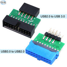 YuXi 1 шт. USB 3,0 20pin / 19 pin к USB 2,0 9 pin конвертер «Мама-папа» адаптер шасси спереди 2024 - купить недорого