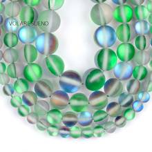 6/8/10/12mm Natural Austria Green Matte Rainbow Stone Beads Glitter MoonStone Beads For Jewelry Making DIY Needlework Bracelet 2024 - buy cheap