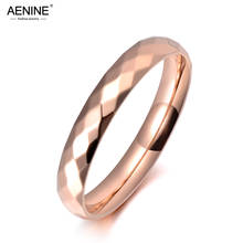 AENINE-anillo de acero inoxidable de corte ancho para mujer, sortija de boda de 3mm, color oro rosa, AR19059 2024 - compra barato