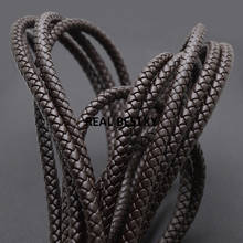 Приблизительно 2 м/лот: 6 мм коричневый круглый плетеный кожаный шнур, ювелирный шнур, веревка, кожаный браслет для самостоятельного изготовления ювелирных изделий 2024 - купить недорого