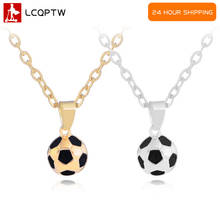 Colar desportivo futebol pingente com corrente colar de futebol ouro/cor siliver masculino/feminino esporte bola jóias frança espanha 2024 - compre barato