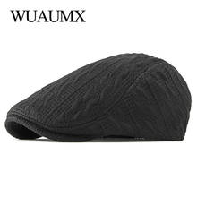Wuaumx Autumn Knitting Beret Cap Men Visor Wool Peaked Flat Ivy Cap Elderly Newsboy Duckbill Hat Middle-aged Herringbone Hat 2024 - buy cheap