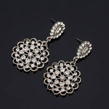 Gold Color Round flower Rhinestone Silver color Drop Earrings Crystal For Women Party New Shining Dangle Wedding Jewelry E336 2024 - buy cheap