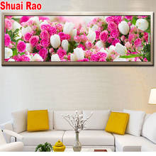 Pintura grande 5d diamante diy ponto cruz flores frescas, quadrado completo bordado diamante artes mosaico rosa pintura arte de parede 2024 - compre barato