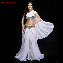 new women dance contest costume 3 piece set dance oriental performance show wear bling bling max outer panel red white 2024 - buy cheap