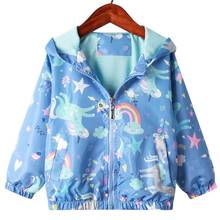 Spring Jacket For Girls Coats Hooded Unicorn Rainbow Pattern Baby Kids Clothes Outerwear Children's Windbreaker Autumn Jackets 2024 - buy cheap