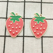 10pcs enamel strawberry charm jewelry accessories earring pendant bracelet necklace charms zinc alloy diy finding 19x28mm 2024 - buy cheap