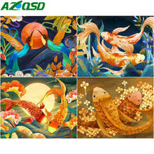 AZQSD Painting By Numbers Fish Drawing On Canvas Acrylic Paint Decor For Home Coloring By Numbers Animal Handmade Gift 2024 - buy cheap