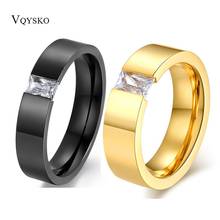 Fashion Crystal  Zircon Jewelry Two Color Plated Ring Classic 316L Stainless Steel Rings For Women Men 2024 - buy cheap