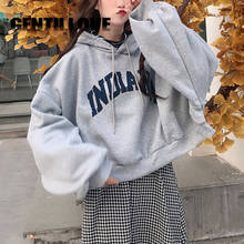 Свитшот Gentillove женский в стиле оверсайз с рукавом «летучая мышь» и надписью, повседневный теплый пуловер, утепленная толстовка свободного покроя, уличная одежда, зима 2024 - купить недорого