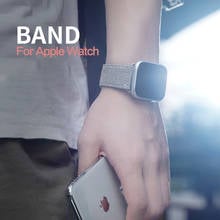 Ремешок из джинсовой кожи для Apple Watch Band 38 мм 40 мм 42 мм 44 мм, тканевый Браслет для Apple iWatch Series 1 2 3 4 5, браслет для наручных часов 2022 - купить недорого