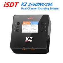 Оригинальное ISDT K2 AC 200 Вт DC 2x500 Вт 20A Двухканальное балансирующее зарядное устройство Lipo зарядное устройство Dis для LiFe LiPo LiHv Pb NiMh батарея 2024 - купить недорого