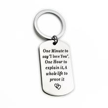 Oeinin Charms Key Chain Man One Minute To Say Keychain Lovers Silver Color Keyring Stainless Steel Pendant Creativity Llaveros 2024 - buy cheap