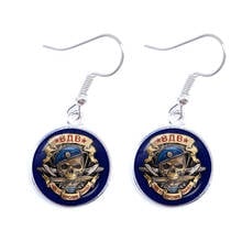 New Arrival Russian 76 Airborne Division VDV  Fine Line Silver-plated Drop  Earrings For Women 16mm Glass Cabochon Jewelry Gift 2024 - buy cheap