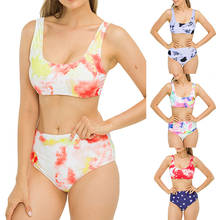 Conjunto de Bikini con hombros descubiertos para Mujer, bañador Sexy con estampado de volantes, ropa de baño brasileña con Tanga, Bikini con Push-Up 2021 2024 - compra barato