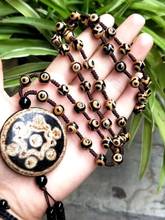 Vintage circular Tibetan Dzi Bead Pendant Amulet 2 eyes Bead Hanging Necklace Lucky Bless 2024 - buy cheap