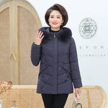 Women jacket winter female coat noble middle-aged cotton women's 2020 new solid color warm down jacket 2024 - buy cheap